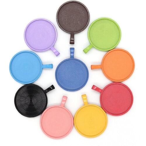 10pcs 25mm Inner Size Color Round Alloy Inlaid Base Support DIY Necklace Bracelet Earring Pendant Accessories