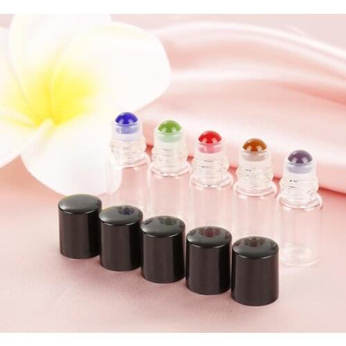 -10 pieces- Clear Glass Essential Oil Roller Bottles with Glass Roller Balls Aromatherapy Perfumes Lip Balms Roll On Bottles 2ml