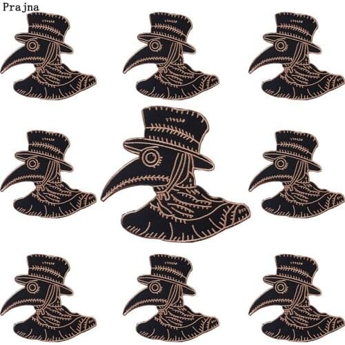 Prajna 10 PCS Wholesale Punk Patch Doctor Beak Applique Embroidered Patches On Clothes Iron On Punk Badges Patces For Clothing