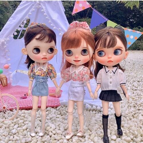 3Pcs/Set 1/6Doll [Skirt+Shirt+Headwear] Blyth Flower Top Doll Outfit (Fit Pullip,OB,Azone,BJD,Licca,ICY, DAL)
