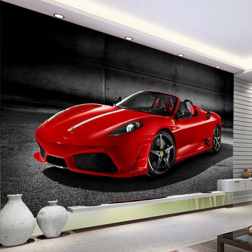 Custom 3D Photo Wallpaper Red Car Picture Wall Mural Kids Bedroom Sofa Wall Decoration 3D Non-woven Wall Paper Wallcoverings