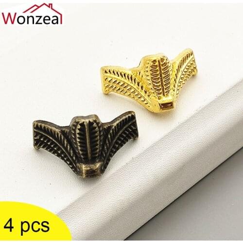 4PCS Antique Corner Protector Bronze Jewelry Chest Box Case Decorative Feet Leg Metal Corner Bracket Hardware Furniture