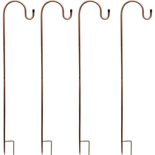 4pcs Shepherd Hooks Plant Hook Garden Stake Outdoor Plant Stand Courtyard Lawn Night Light Lantern Hanger