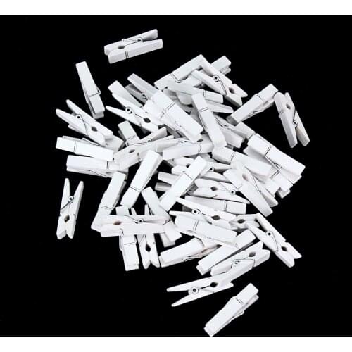 50pcs White 35mm*9mm Wood Clothespins Clothes Pegs Clothes Pins Clips for Scrapbooking Crafts Wedding Embellishments