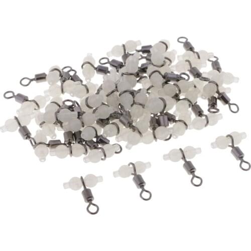 50 Pcs Gourd 3 Way With Glow Beads Fishing Luminous Triple Swivel