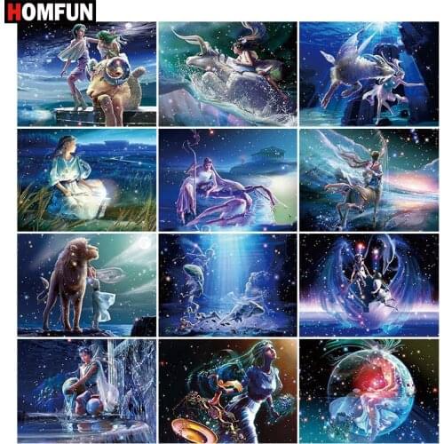 HOMFUN Full Square/Round Drill 5D DIY Diamond Painting "12 constellations" 3D Embroidery Cross Stitch gift Home Decor Gift