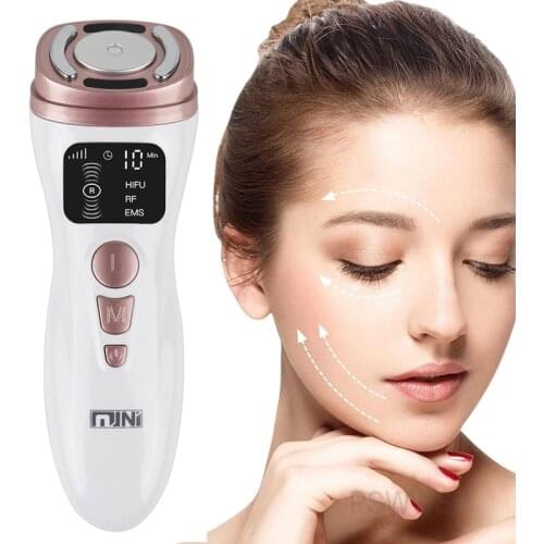 Mini Hifu Machine RF Ultrasonic Face Care Beauty Device Skin Rejuvenation Lifting Firming Wrinkle Removal EMS Facial Massager