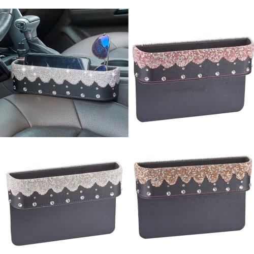 Car Seat Crevice Slip Gap Storage Box Pocket Coin Organiser Phone Holder Interior Bling Bling Accessories