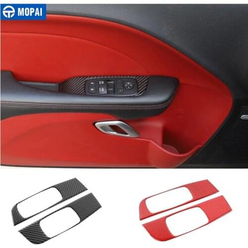 MOPAI Car Stickers for Challenger 2015+ Carbon Fiber Car Window Button Decoration Cover Accessories for Dodge Challenger 2015