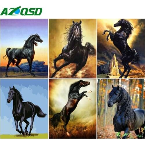 AZQSD DIY Oil Painting By Numbers Horse Handmade Gift 40x50cm Adult Coloring By Numbers Animal Home Living Room Art Craft