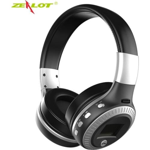 ZALOT B19 Wireless Bluetooth Headphones Stereo Earphone Portable Mic Headsets Micro-SD Card Slot FM Radio LCD Screen Phone PC