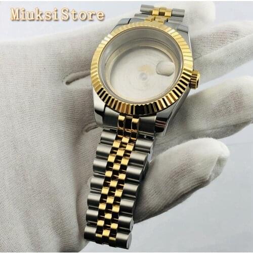 Bliger 39mm sapphire glass silver gold plated sterile watch case fit ETA 2836，Mingzhu DG2813 3804，miyota8215 821A 8205 movement