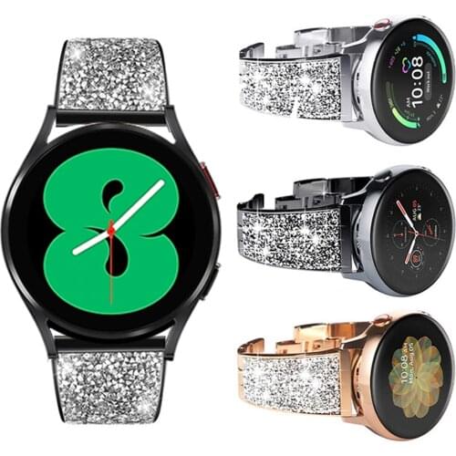 20mm 22mm Diamond Strap for Samsung Galaxy Watch 4 Classic Band 46mm 42mm 44mm 40mm Active 2 Jewelry Bracelet Womens Wristbands
