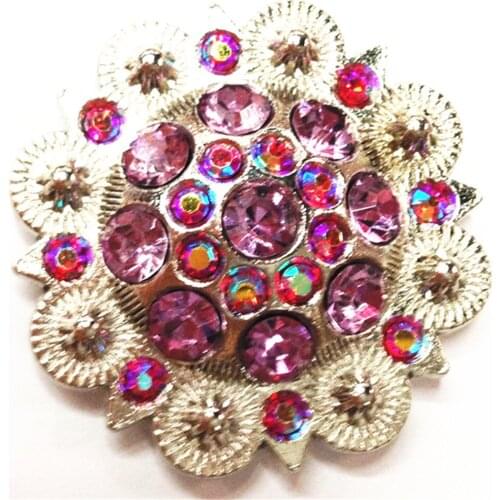 Carft Item Western Concho with Screw Metal Flower Rhinestone Concho for Belt