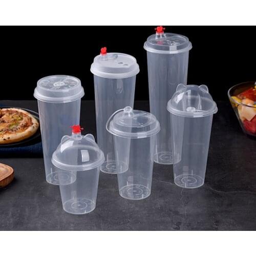 50pcs High quality thick transparent plastic cups 500ml 700ml disposable coffee cup birthday party favors cold hot drink cups