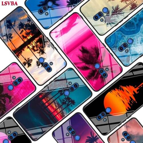 Black Cover Palm trees Summer beach for Huawei Mate 30 20 20X 10 Lite Y9 Y7 Y6 Y5 Pro Prime Lite 2019 2018 Phone Case
