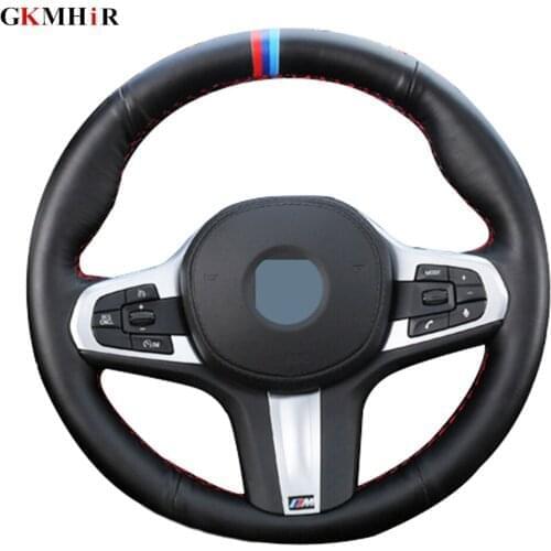 Car Steering Wheel Cover For BMW M Sport G20 G21 G30 G31 X3 G32 G01 X4 G14 G15 G16 G02 X5 G05 DIY Black Genuine Leather