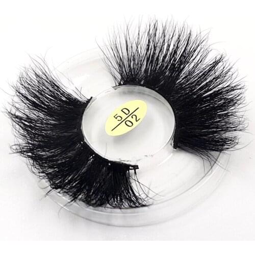 25mm 5D 02 Long Fluffy Mink Lashes Strip Eyelashes Natural Thick Long False Eyelashes Dramatic Lashes Makeup Extension Eyelashes