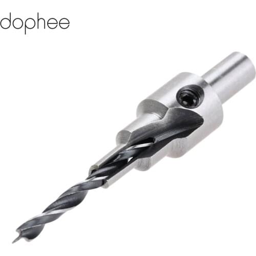 Dophee Drilling Countersink 4-6mm 3 Step Drill Bits Set Carbon Steel Reamer Screw Wood Hole Saw Chamfer Woodworking Tools 8mm