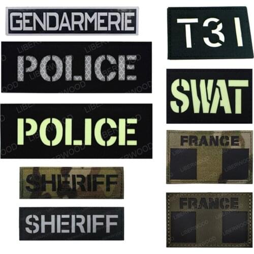 Francais GENDARMERIE Military Police Infrared Reflective Patch Hook and Loop Patches for Clothing Caps Backpacks Uniforms