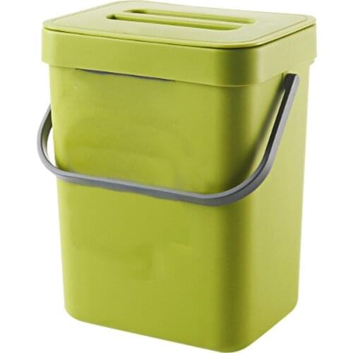 Hot Trash Can with Lid Under Sink Green Trash Can Plastic Waste Basket Hanging Waste Bin for Bathroom/Office,Waste Compost Bin f