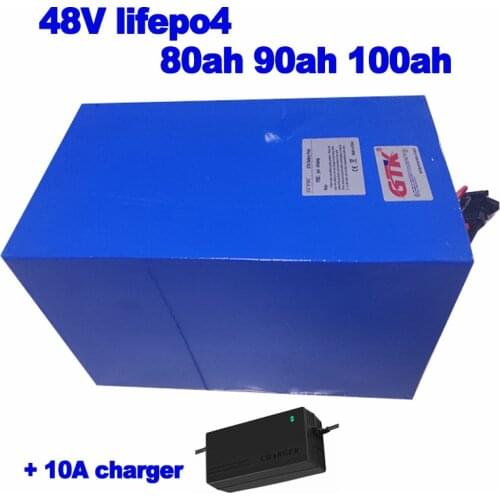 Lifepo4 LFP 48V 80ah 90ah 100ah lithium iron phosphate battery pack for solar off-grid power storage robot sweeper + 10A charger