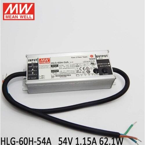 MEAN WELL LED driver HLG-60H-54A 60W 54V LED Switch Power Supply 110V/220V AC to 54V DC 1.15A 60W waterproof IP65 Adjustable PSU