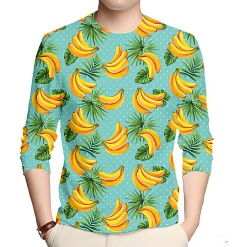 IFPD EU Size Men Hot Sale Banana shirt Casual 3D Print Fruit long Sleeve Shirts Harajuku Summer male fitness Tops Drop Shipping