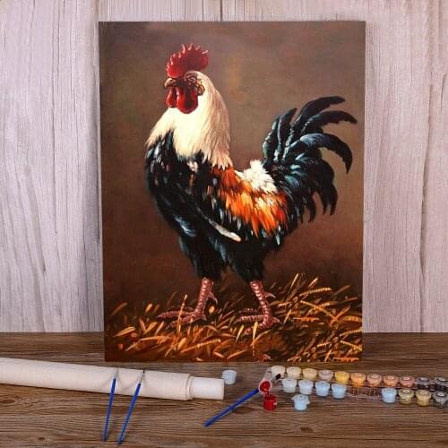Animal Chicken Coloring By Numbers Painting Set Acrylic Paints 40*50 Boards By Numbers Handmade Adults Drawing