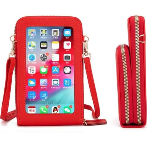 New Korean Fashion Large-capacity Female Diagonal Purse Fashion Women Solid Color Multifunctional Touch Screen Mobile Phone Bag
