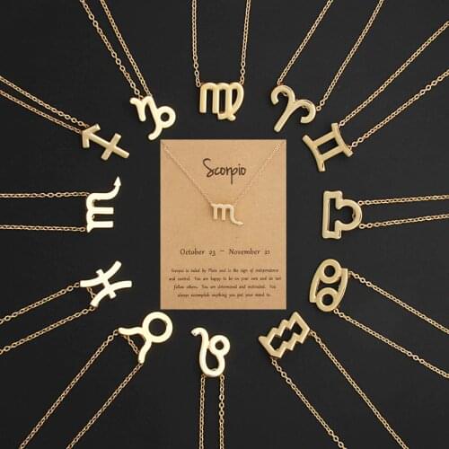 12 Horoscope Zodiac Sign Necklace pendant for women gemini sagittarius scorpio capricornus pisces taurus necklace men leo zodiac