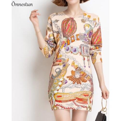 Floral Print Long Sweaters Dress Autumn Womens Clothing Long Sleeve Top Femme Pullover Plus Size Elasticity Soft Sweater Women