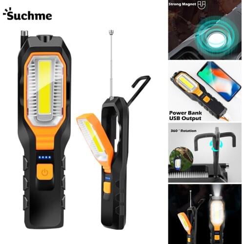 Work Lamp COB Flashlight Magnetic Work Light Waterproof LED Handy Torch Flashlight Car Maintenance Working Lamp Rechargeable