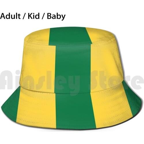 West Brom Retro 1978 Green And Yellow Away Striped Sun Hat Foldable UV Protection Wba West Bromwich Albion Brom