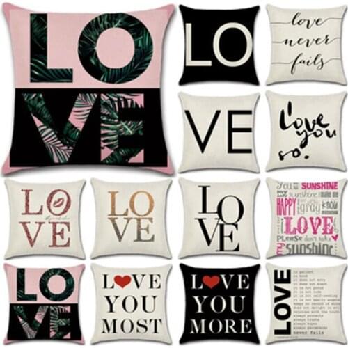 SBB Hot Sales Fashion Love Letter series Printed linen Cushion Cover Geometric Decorative Sofa Throw Car Home Decor Pillow Case