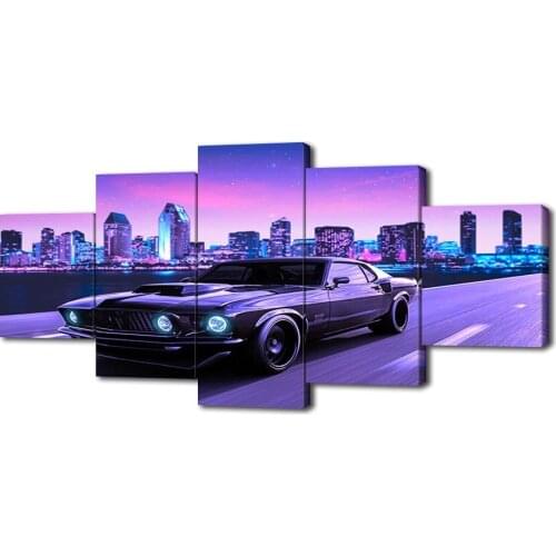 Modern Canvas Painting City Car Posters and Prints Wall Art Picture for Living Room Home Decor with Frame