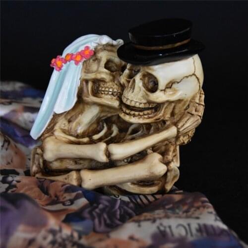 Resin Craft Lovers Skull Statues For Home Decor Couple Skull Sculpture Creative Bust Figurines Home Decoration Accessories
