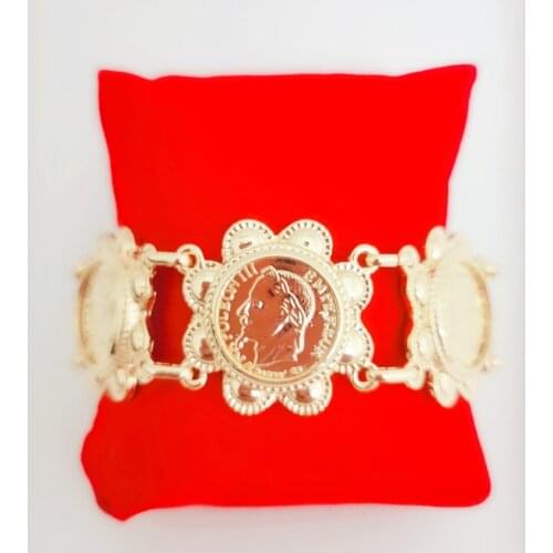 Stylish womens Moroccan alloy coin bracelet with exquisite design and delicate sunflower work, suitable for women to wear