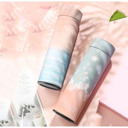 500Ml Thermo Cup Stainless Steel Thermos Travel Portable Straight Vacuum Coffee Milk Tea Water Bottle Gift for Students