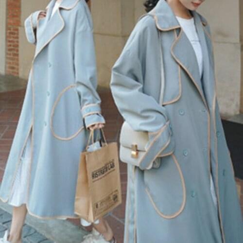 Temperament Mid-Length Windbreaker Coat Womens 2021 Spring Autumn New Fashion Loose Casual Retro All-Match Trench Coats Female
