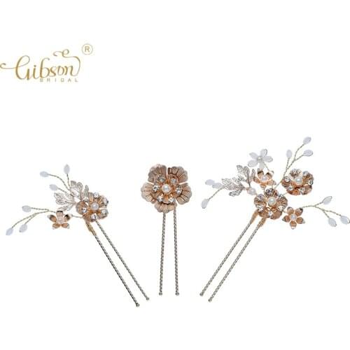 New Design Boho Flower Centered Hair Clip Pins Gold Headpiece Wedding Jewelry Bridal Hair Pin Accessories