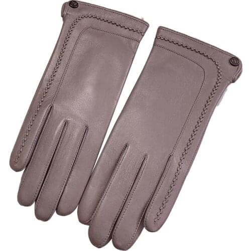 Female Fashion Winter Genuine Leather Plus Velvet Warm Gloves Women Driving Touch Phone Screen Sheepskin Glove Mittens