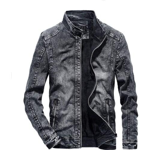 Winter Fashion Mens Vintage Denim Jacket Solid Color Casual Jeans Coat Clothes Men Black Blue Bomber Jacket Men Jacket Coats