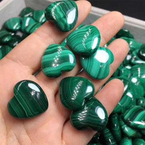 Natural Stone Malachite Love Heart Shape Pendant 925 Silver Crystal Reiki Healing Fashion Jewelry Gift For Women