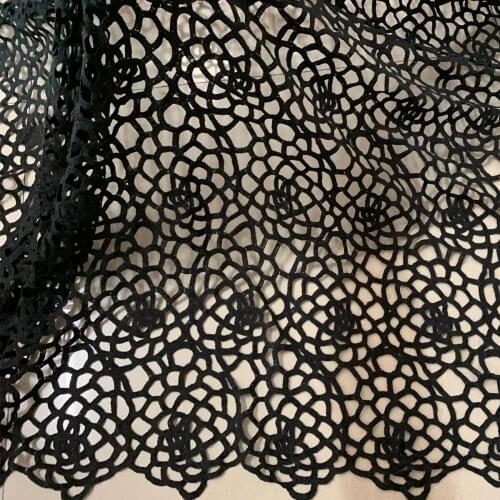 1yards African Lace Fabric 2019 High Quality Cord Nigerian Lace Fabric Wedding French Black Lace Fabric For Women Party Dresses