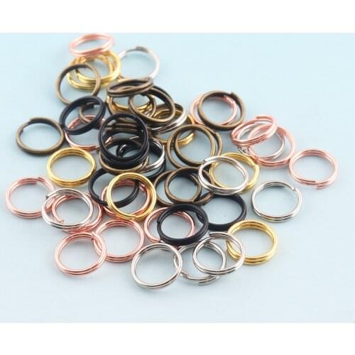 200pcs Split rings 8mm/10mm Rose gold Keyrings Jump Rings Metal Key Fob Ring Key Chain for Jewelry Finding Making Accessories