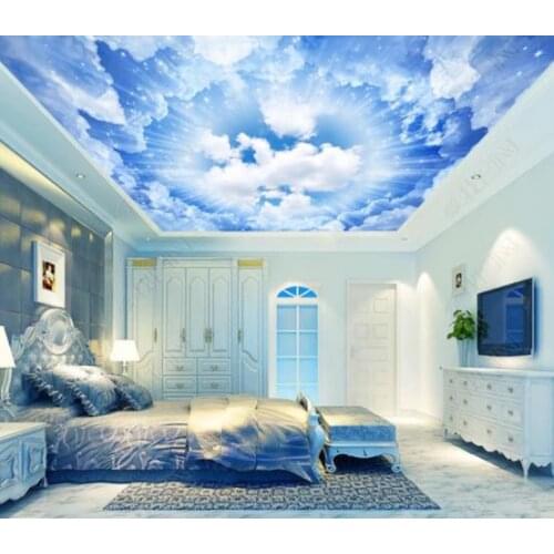 1816 Clear Blue Sky with Sunshine Printing stretch ceiling film for workshop ceiling decoration