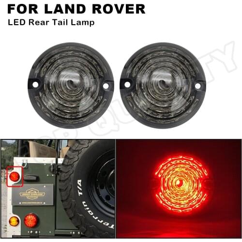 2Pcs 73mm Smoke LED Rear Tail Lamp Red Stop Light Upgrade Kit For Land Rover Defender 1990-2016 For Land Rover 90 110 1983-1990