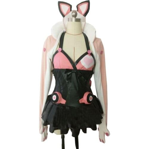 2017 Lucky Pink Black Dress Game Cosplay Costume