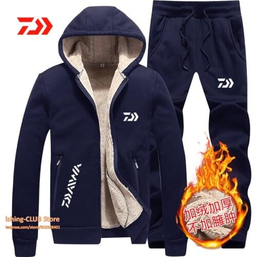 2021 DAIWA Fleece Fishing Clothing Set winter Outdoor Sport Suits Hiking Fishing Shirt And Pants Men warm wool Fishing Jacket